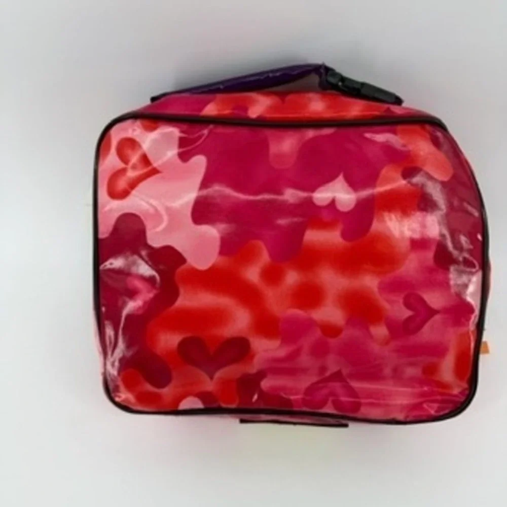 Bazoongi Kids Pink Red Heart Camo Insulated Lunch Box NWT School Bag Cooler‎